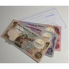 MALTA 1967 . ONE 1 - TEN 10 LIRA BANKNOTES . SPECIMEN